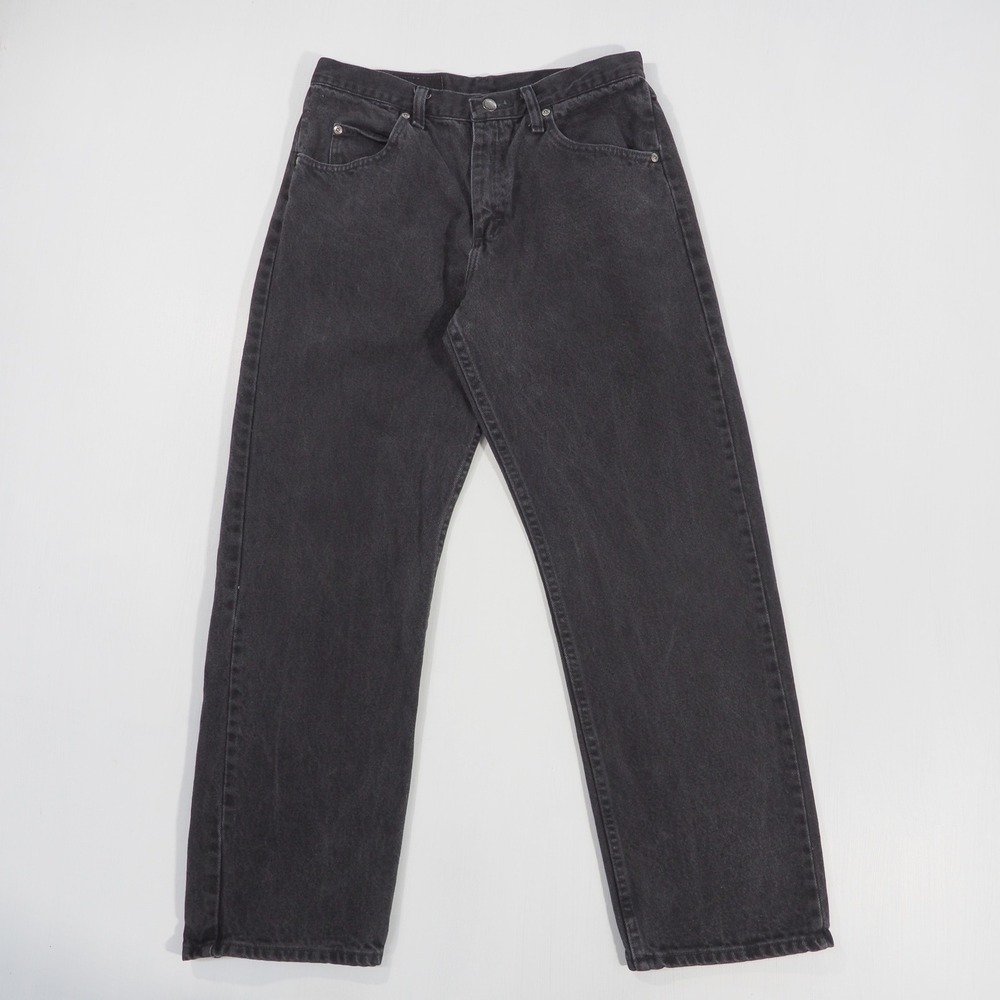 Wrangler Jeans Mens 32x30 Black Faded Relaxed Fit Straight Leg Denim Cotton Work